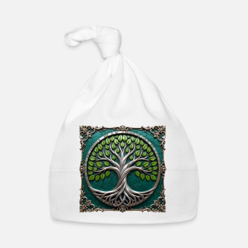 Metallic Circular Tree of Life Organic Baby Cap