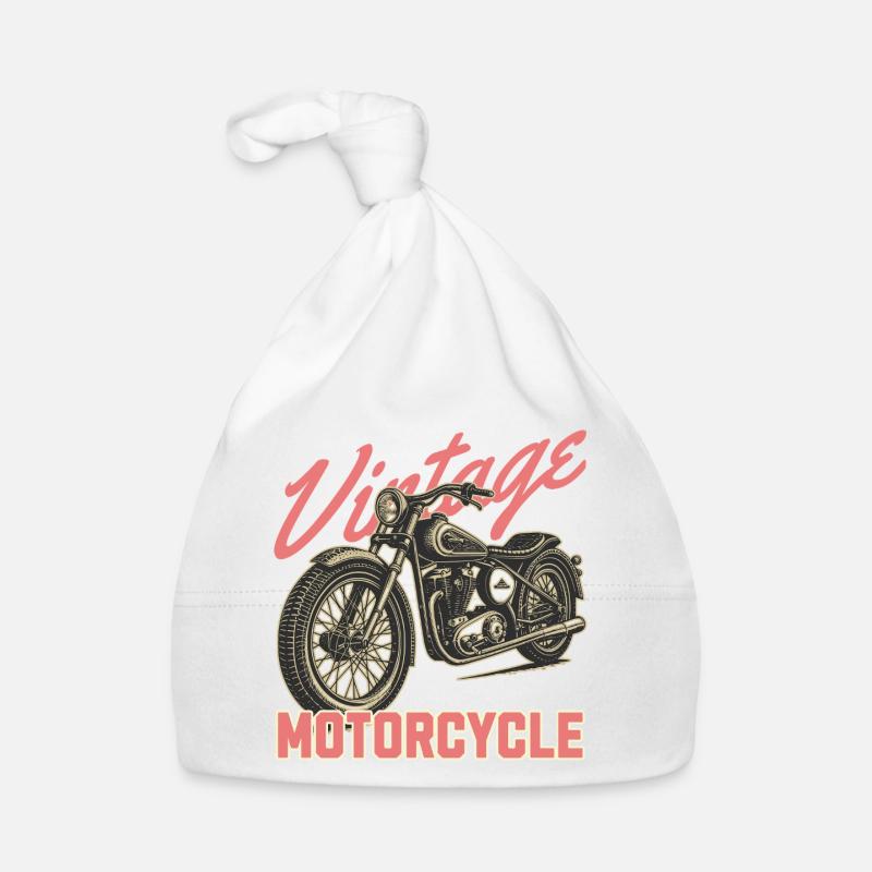 Vintage Motorrad - Baby Bio-Mütze - Weiß