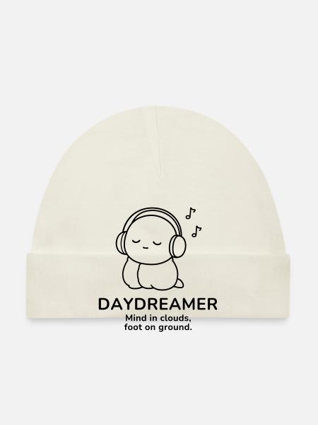Day Dreamer – Mind in Clouds | Cozy Music Mood - Baby Bio-Mütze - Weiß - Vorne
