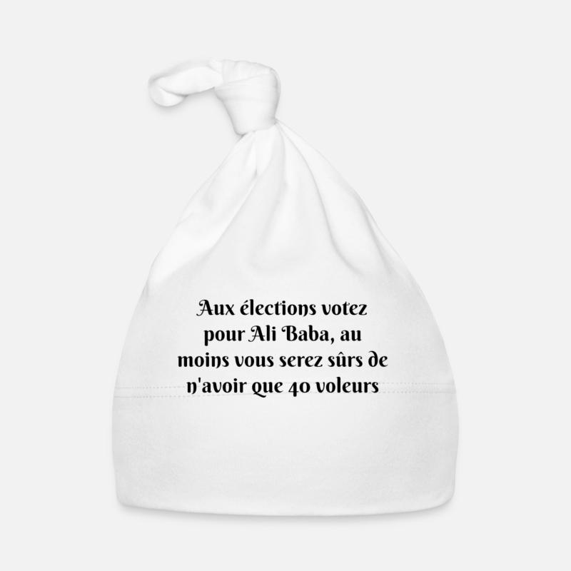 Votez Ali Baba - Bonnet bio Bébé - blanc