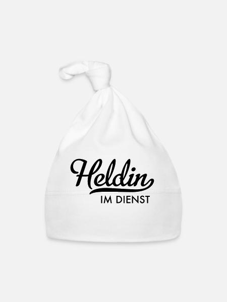 Heldin im Dienst - Baby Bio-Mütze - Weiß - Vorne