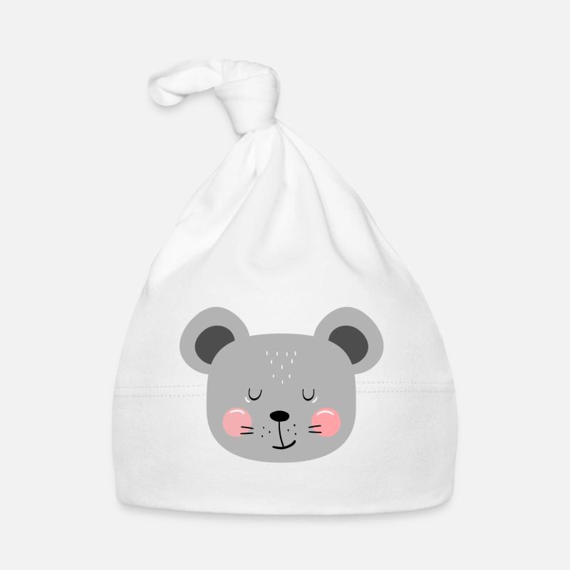 Süße graue Maus Kinder Design - Baby Bio-Mütze - Weiß