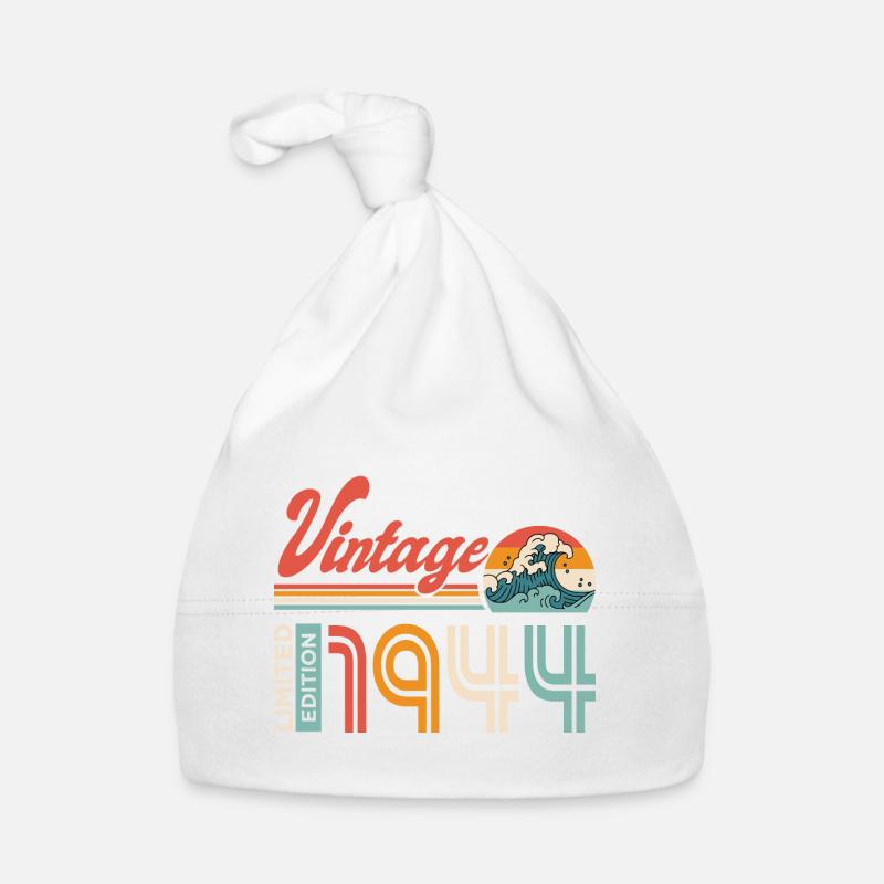 1944 Anniversaire Cadeau Né en 1944 - Bonnet bio Bébé - blanc