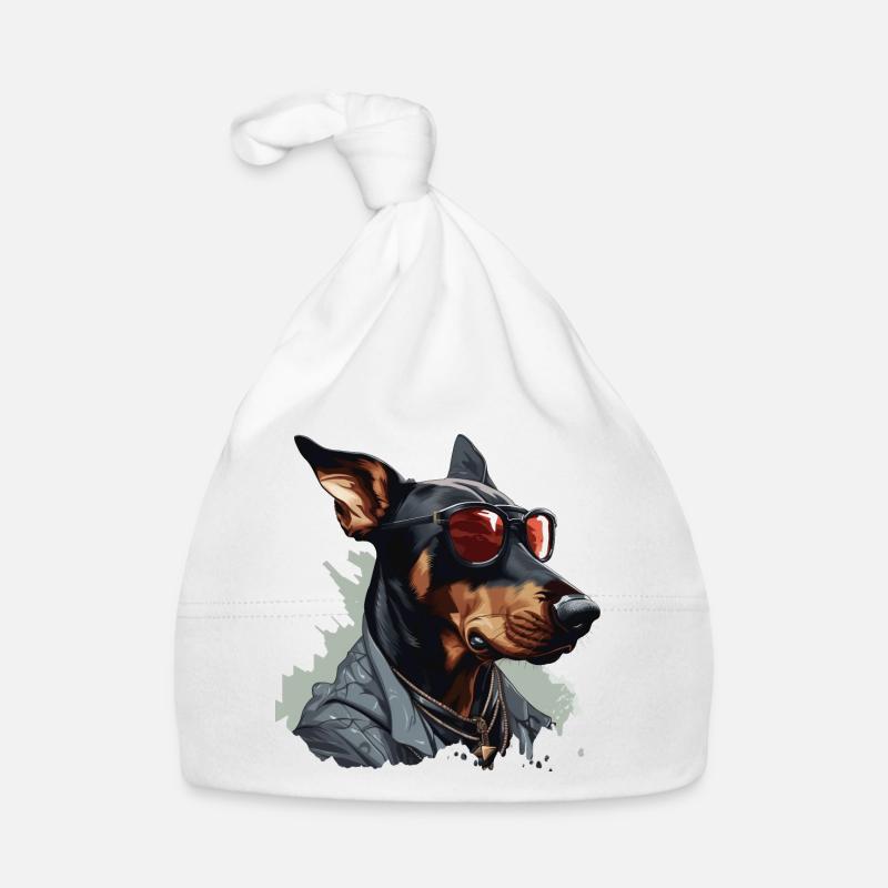 Urbaner Protektor | Dobermann-Graffiti - Baby Bio-Mütze - Weiß