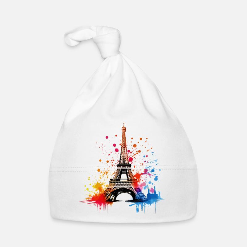 Paris Eiffelturm Frankreich Stadt Skyline Kunst Baby Bio-Mütze