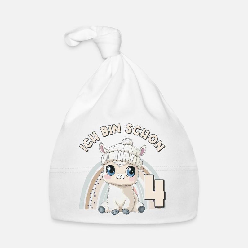 4th Birthday Alpaca Llama Rainbow Cute Cute Organic Baby Cap