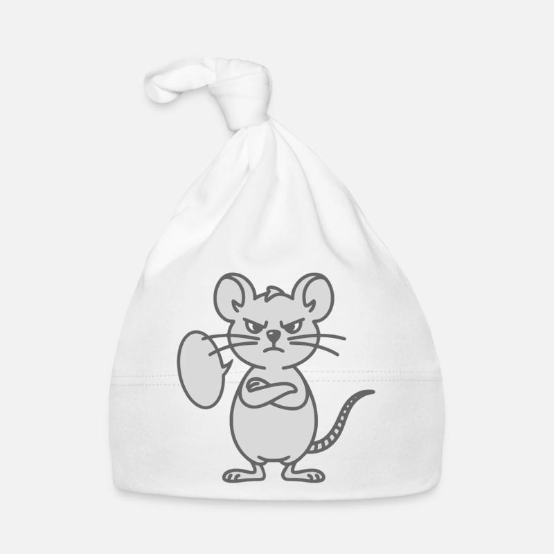 Mouse with crossed arms and speech bubble Organic Baby Cap