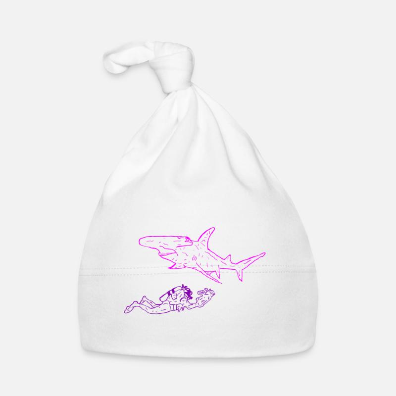 Requin avec caméra plongeur rose Bonnet bio Bébé