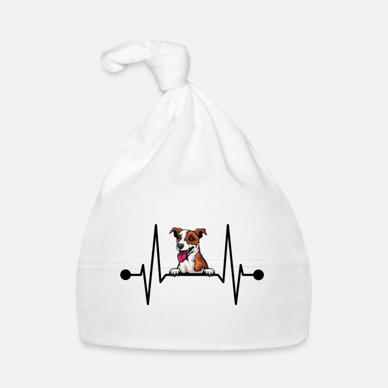 Jack Russell Terrier Mama Heartbeat Peeking - Bonnet bio Bébé - blanc