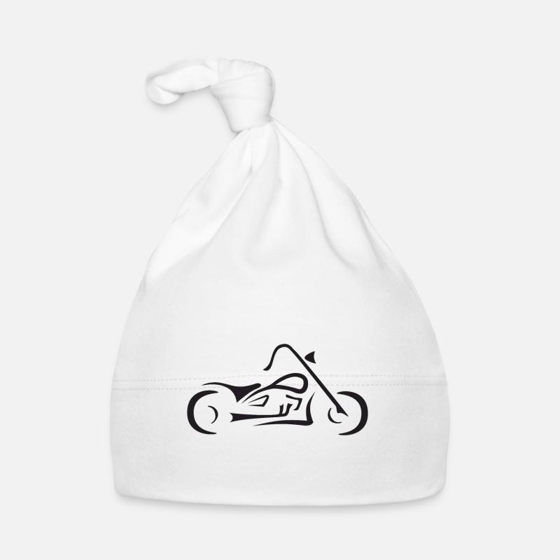 Dessin au trait de moto - Bonnet bio Bébé - blanc