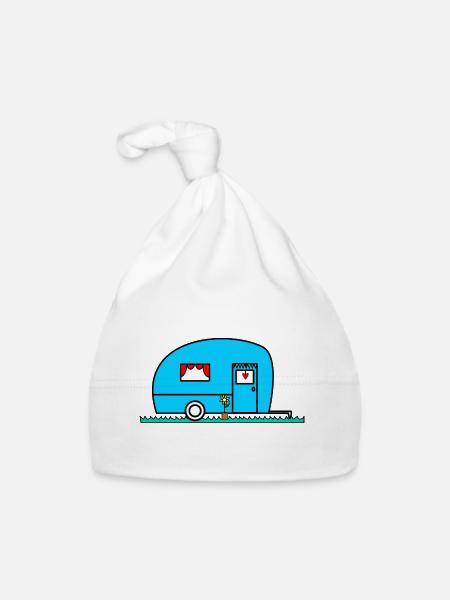 caravan. winnow. CAMPING CAR. camping. summer. humor. - Organic Baby Cap - white - Front