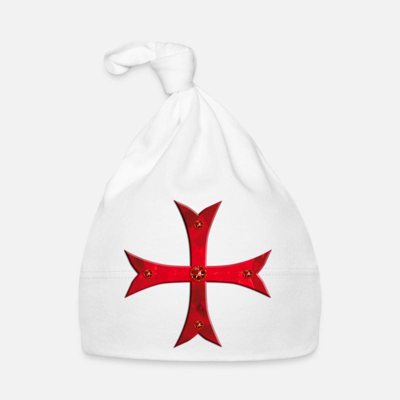 Templar cross red rubies Organic Baby Cap