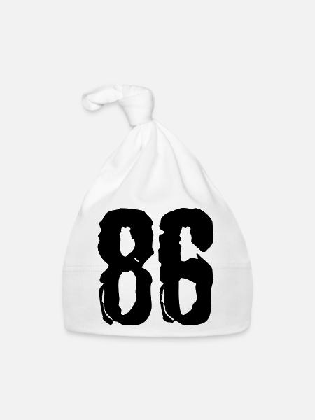 86 Zahl Trikot - Baby Bio-Mütze - Weiß - Vorne