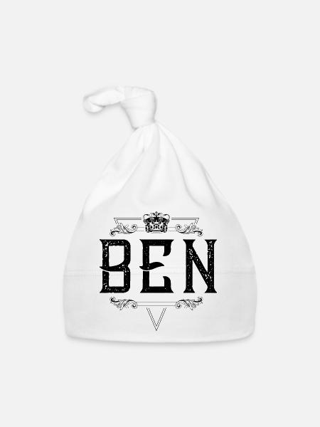 Ben Name - Baby Bio-Mütze - Weiß - Vorne