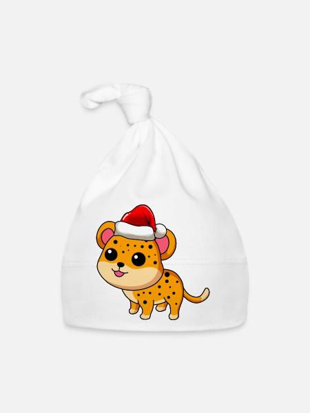Leopard Comic Weihnachten - Baby Bio-Mütze - Weiß - Vorne