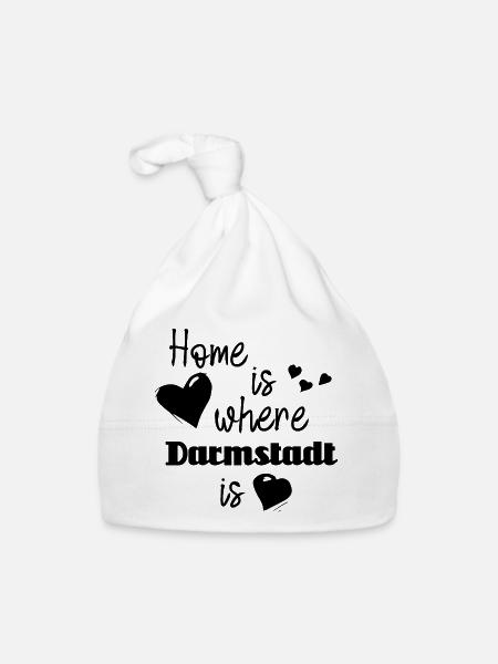 Zuhause in Darmstadt - Home is where Darmstadt is - Baby Bio-Mütze - Weiß - Vorne