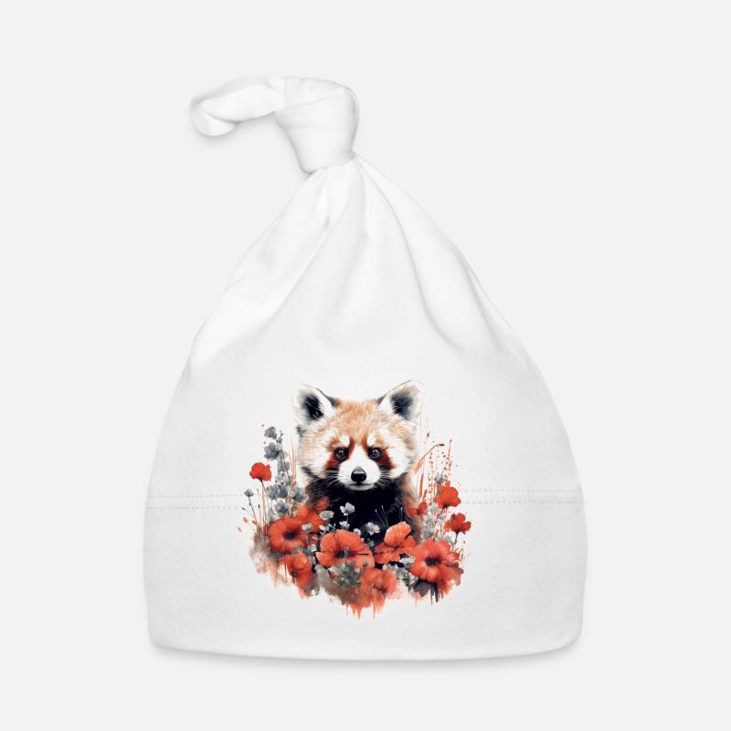 Roter Panda - Baby Bio-Mütze - Weiß