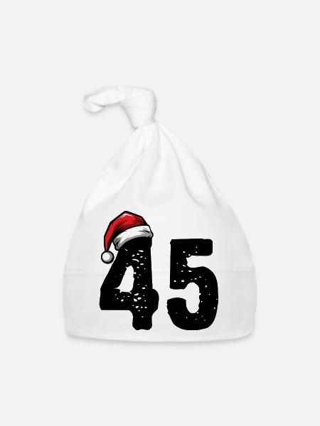 45 Zahl Weihnachten - Baby Bio-Mütze - Weiß - Vorne