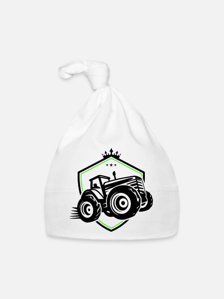 Tractor Silhouette Agriculture - Organic Baby Cap - white - Front