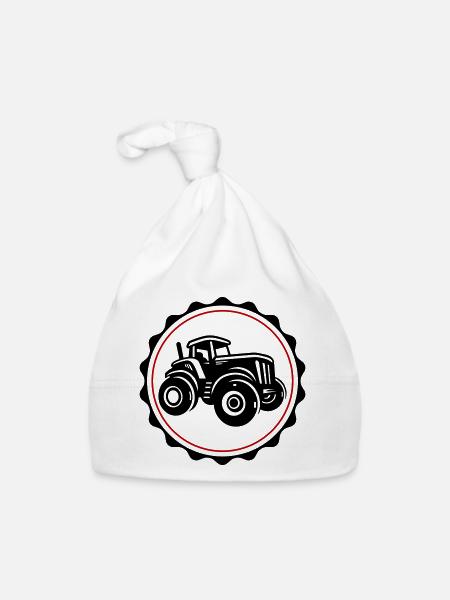 Silhouette d’agriculteur de tracteur - Bonnet bio Bébé - blanc - Devant