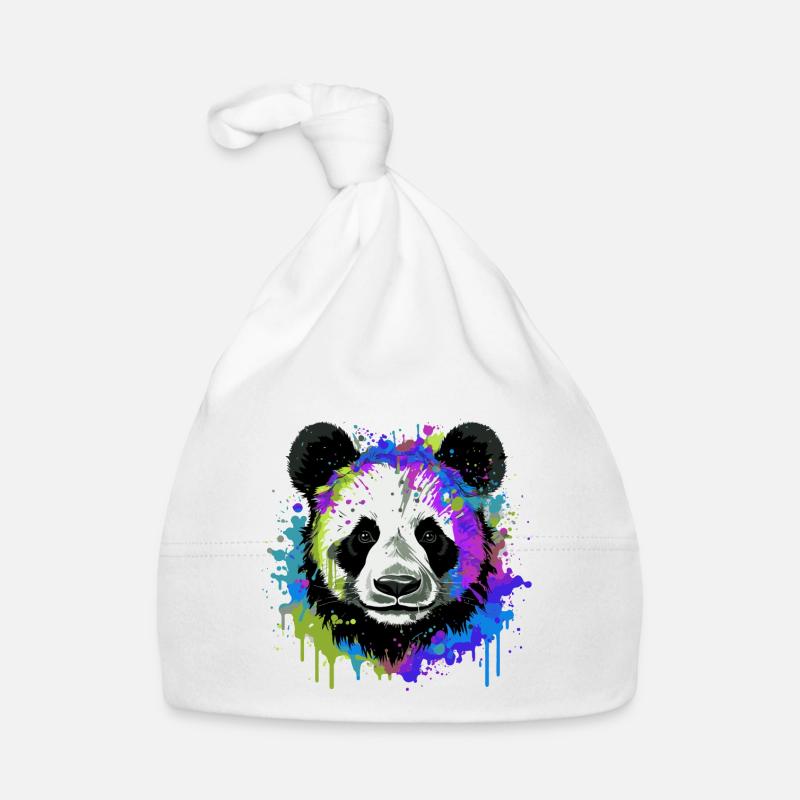 Panda Kopf Porträt Bunt Baby Bio-Mütze
