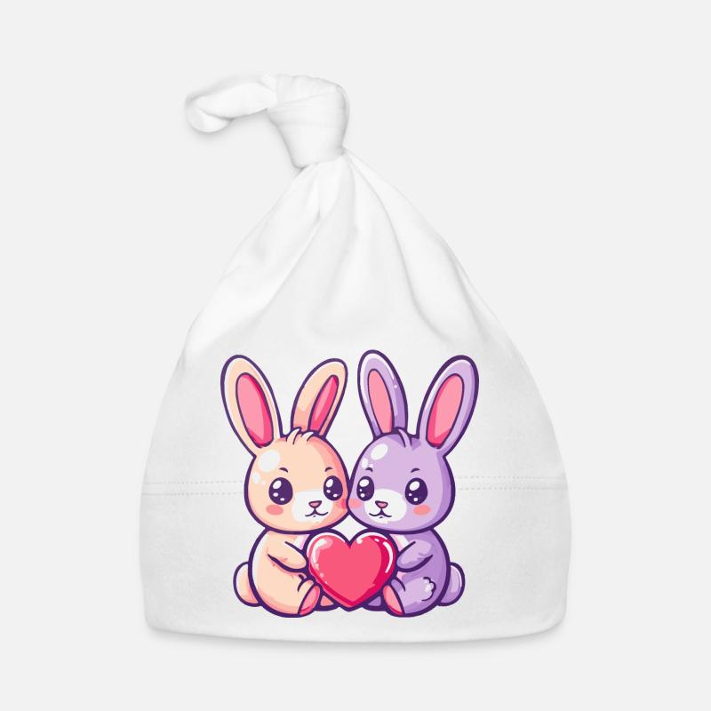 Bunny Couple In Love Easter Valentine's Day Organic Baby Cap