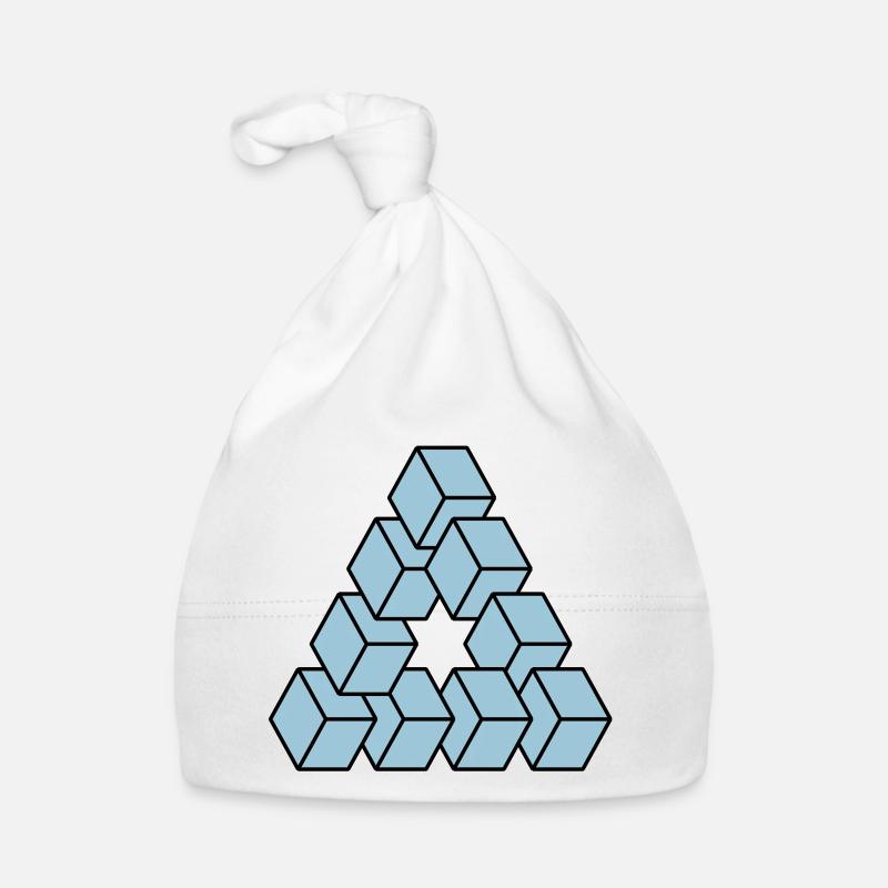 Optical illusion - Impossible figure - Organic Baby Cap - white