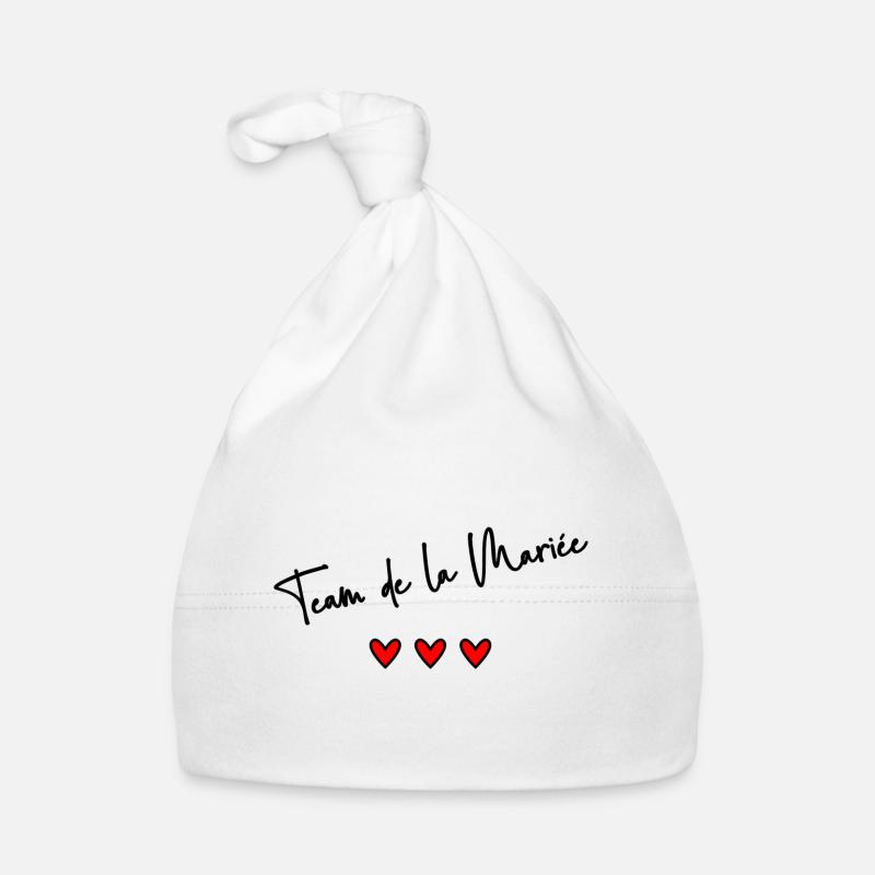 TEAM DE LA MARIEE. JUST MARRIED. VIVE LES MARIES. Bonnet bio Bébé