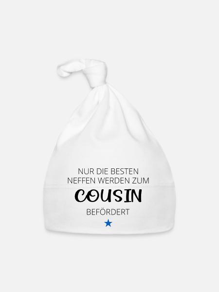 Nur die besten Neffen werden zum Cousin befördert - Baby Bio-Mütze - Weiß - Vorne