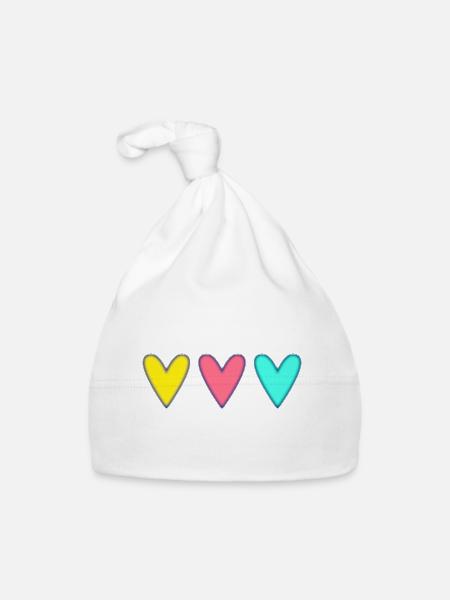 MOTHER's DAY. HAPPY MOTHER'S DAY. MOM. HEART - Organic Baby Cap - white - Front
