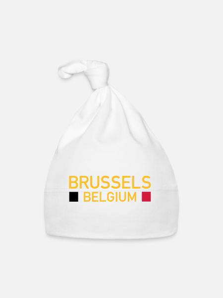 Brussels, Belgium (two squares) - Organic Baby Cap - white - Front