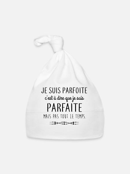 Je suis parfoite - Bonnet bio Bébé - blanc - Devant