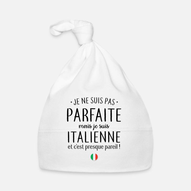 Je suis Italienne - Bonnet bio Bébé - blanc