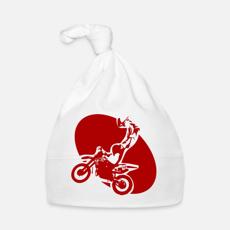 Moto rouge Moto - Bonnet bio Bébé - blanc