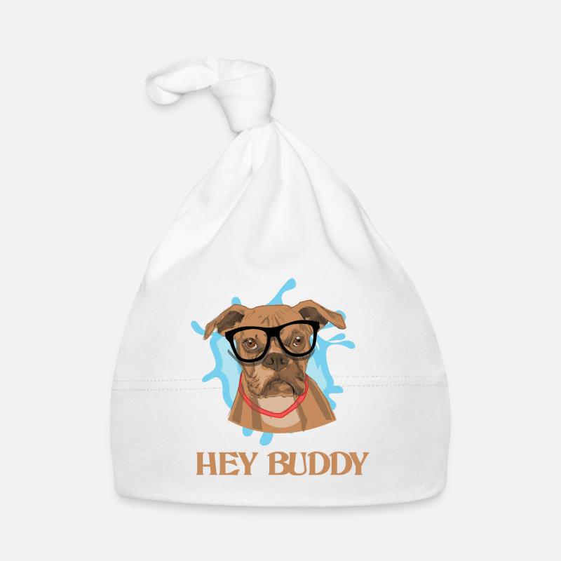 Nerd dog smart boxer with glasses Organic Baby Cap