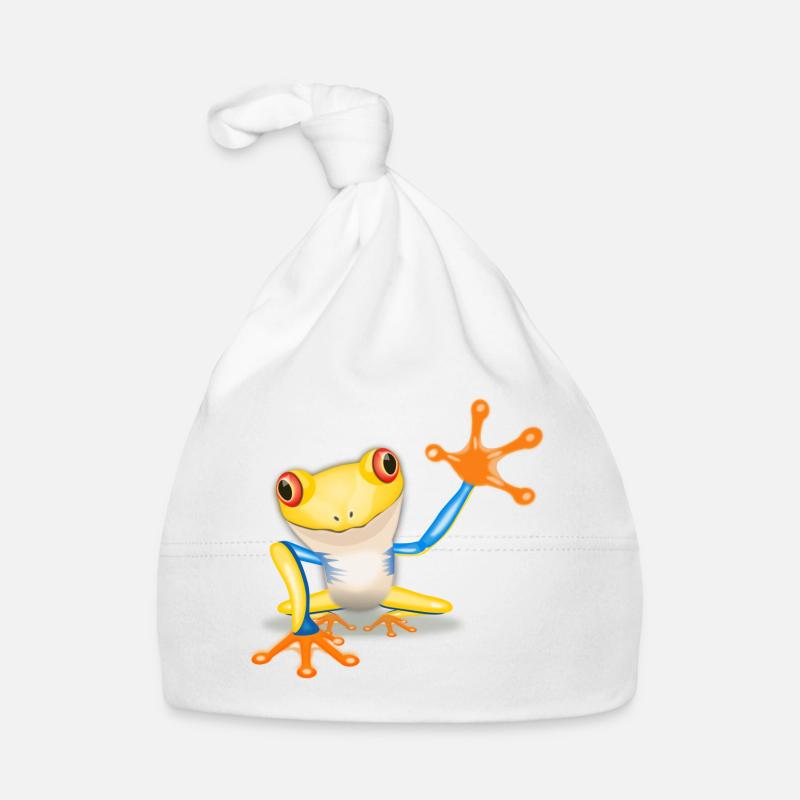 Frog - Organic Baby Cap - white