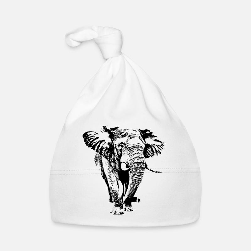 Éléphant - Bonnet bio Bébé - blanc