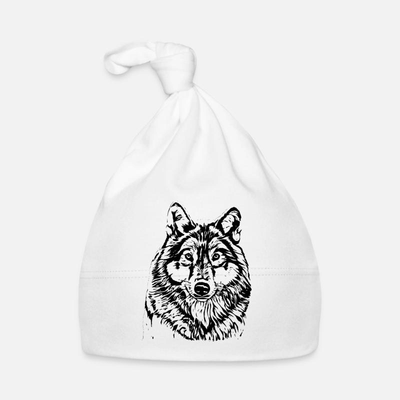 Wolf - Baby Bio-Mütze - Weiß