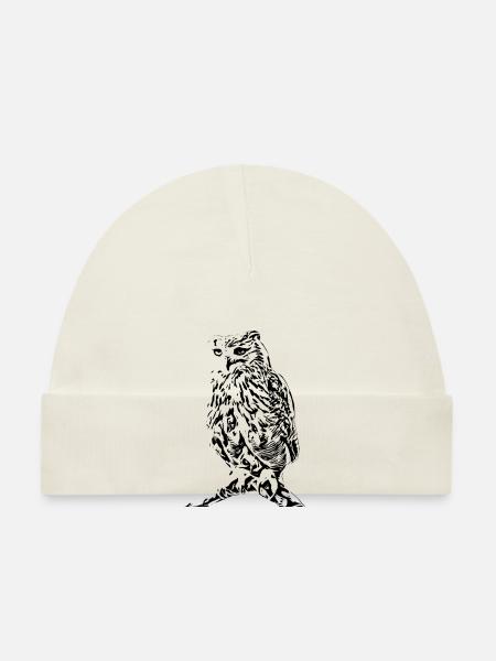 hibou - Bonnet bio Bébé - blanc - Devant