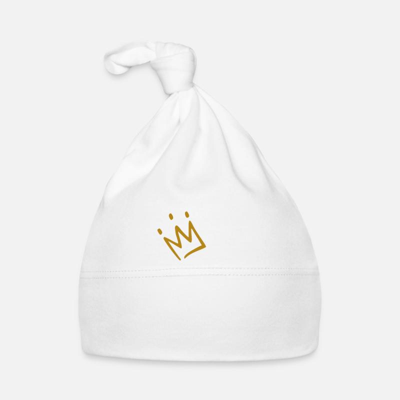 Buchstabe A mit Krone König Königin Geschenk - Baby Bio-Mütze - Weiß