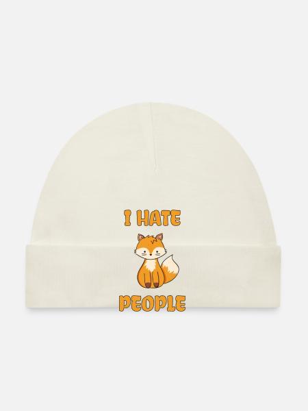 I Hate People Fuchs - Baby Bio-Mütze - Weiß - Vorne