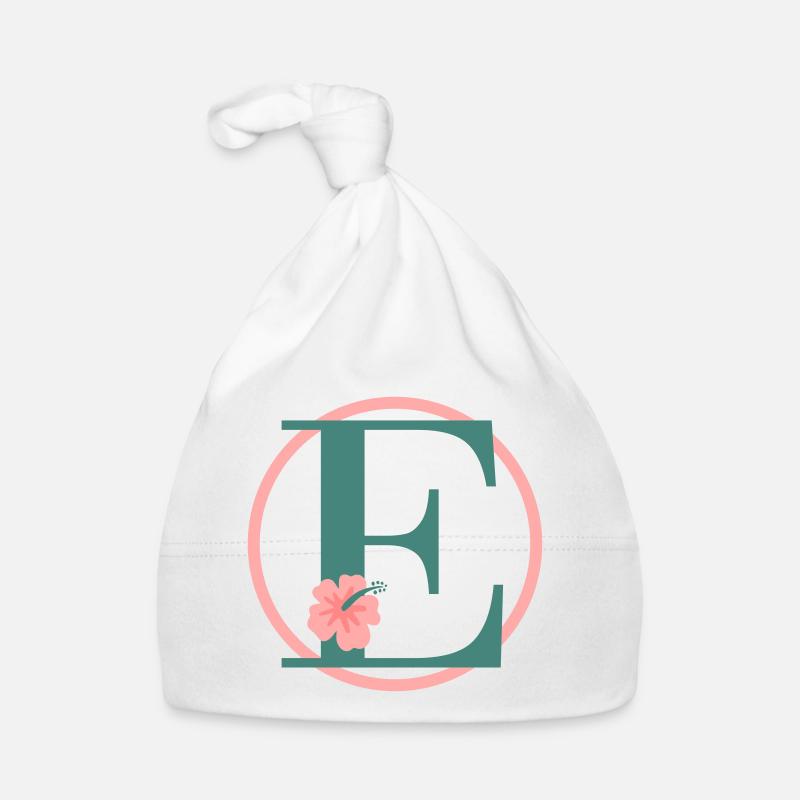 Buchstabe E Anfangsbuchstabe E Monogramm Hibiskus Baby Bio-Mütze