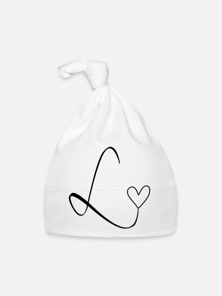 Letter L Letter L Calligraphy - Organic Baby Cap - white - Front