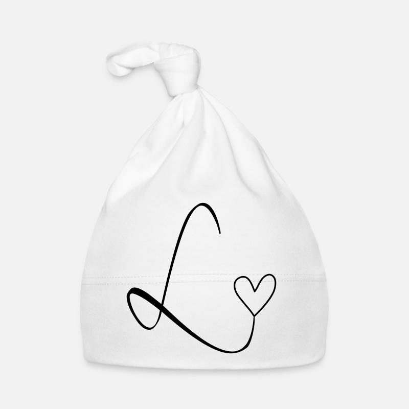 Lettre L Lettre L Calligraphie - Bonnet bio Bébé - blanc