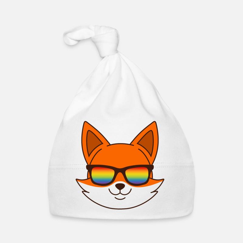 Fuchs mit Regenbogen Sonnenbrille Baby Bio-Mütze
