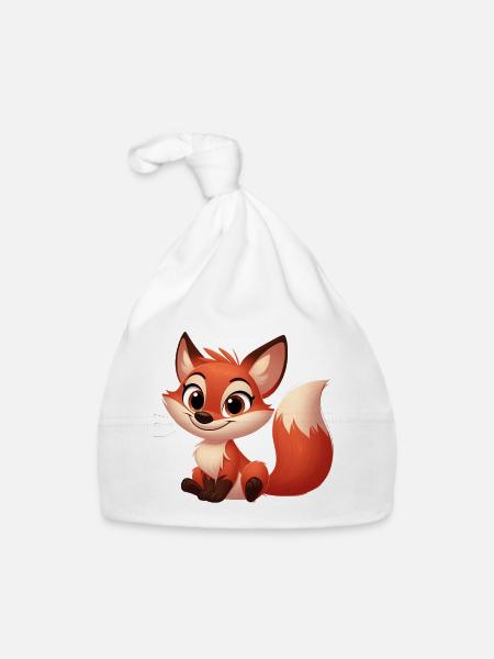 Fox - Organic Baby Cap - white - Front