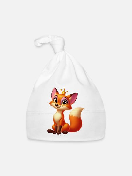 Fox Queen - Organic Baby Cap - white - Front