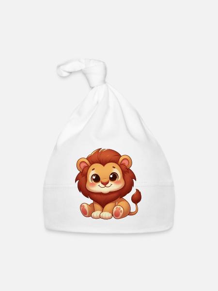 Petit Lion Mignon - Bonnet bio Bébé - blanc - Devant