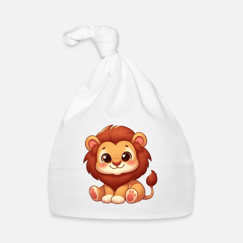 Petit Lion Mignon - Bonnet bio Bébé - blanc