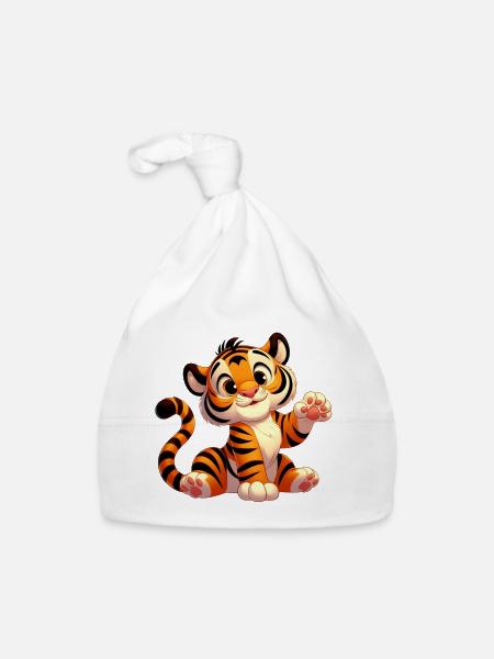 Tiger 6 - Baby Bio-Mütze - Weiß - Vorne
